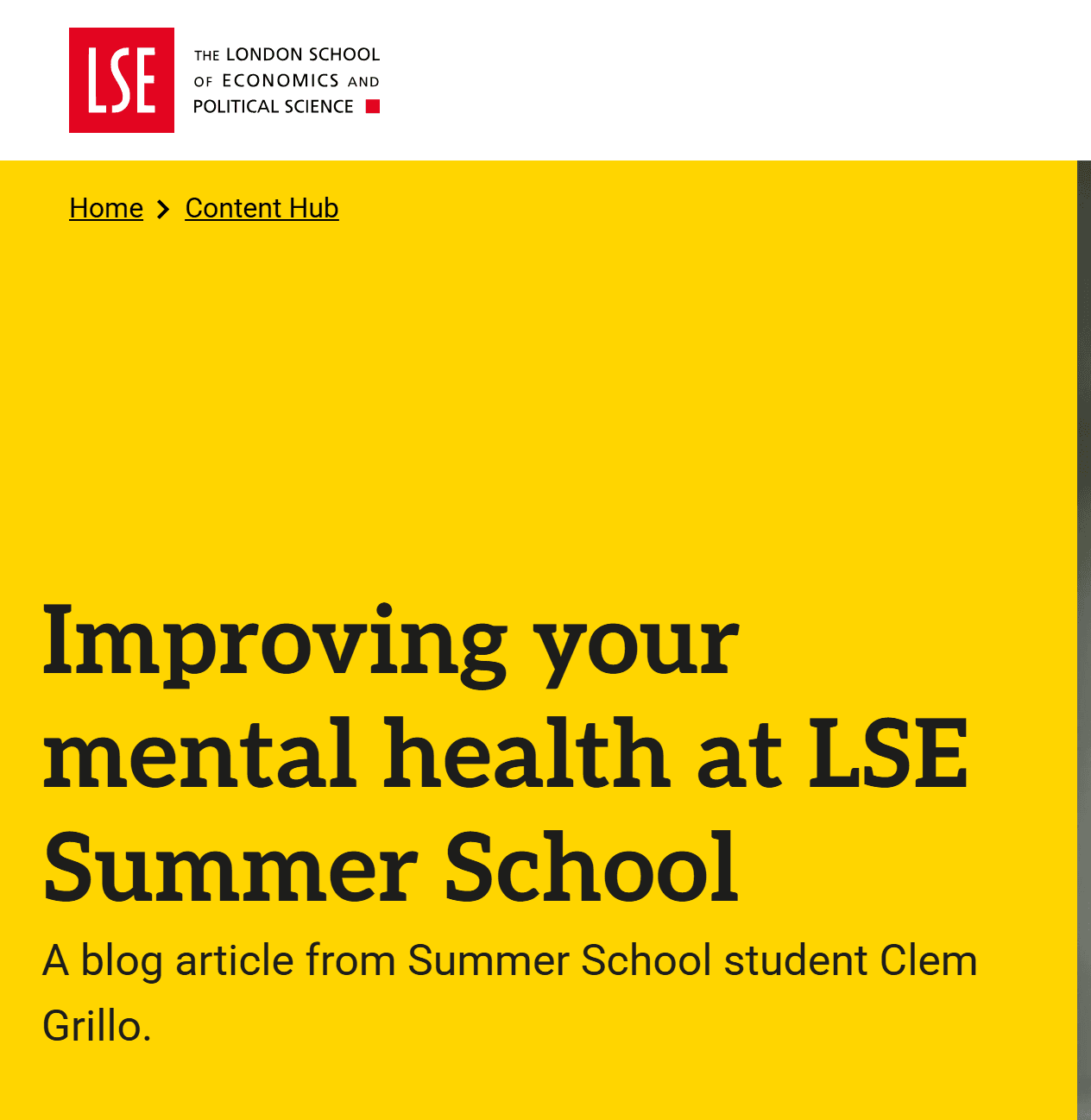 London School of Economics: Improving your mental health at LSE Summer School